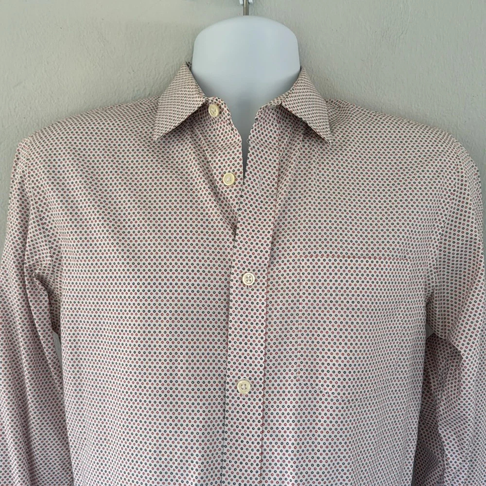 Banana Republic blue orange non-iron tailored slim fit dress shirt 14-14.5